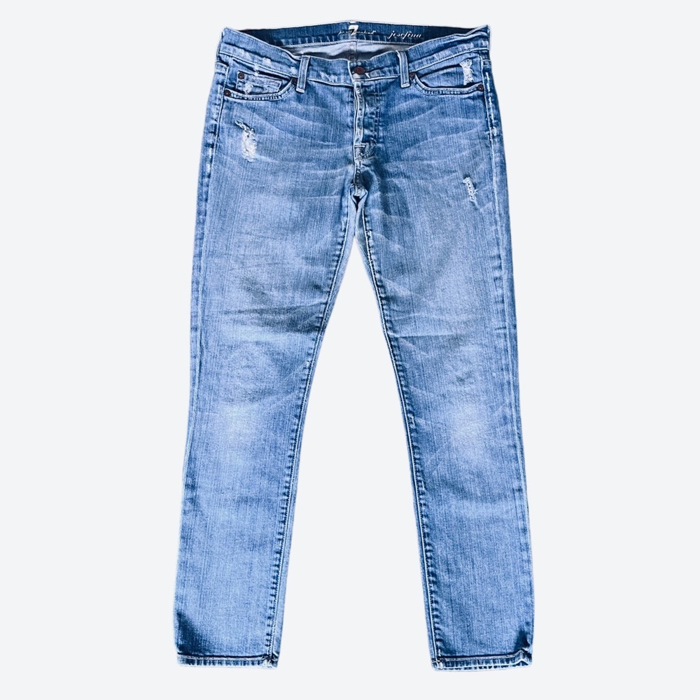 7 For All Mankind Josefina Slim Boyfriend Distressed Jeans size 28